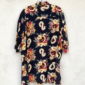 PINEAPPLE JUICE mens Hawaiian shirt vintage XL black floral surfer ukulele lei